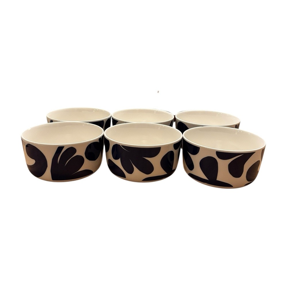 Marimekko Ruudut Set of‎ 6 Blue Flower 5" Cereal Bowls